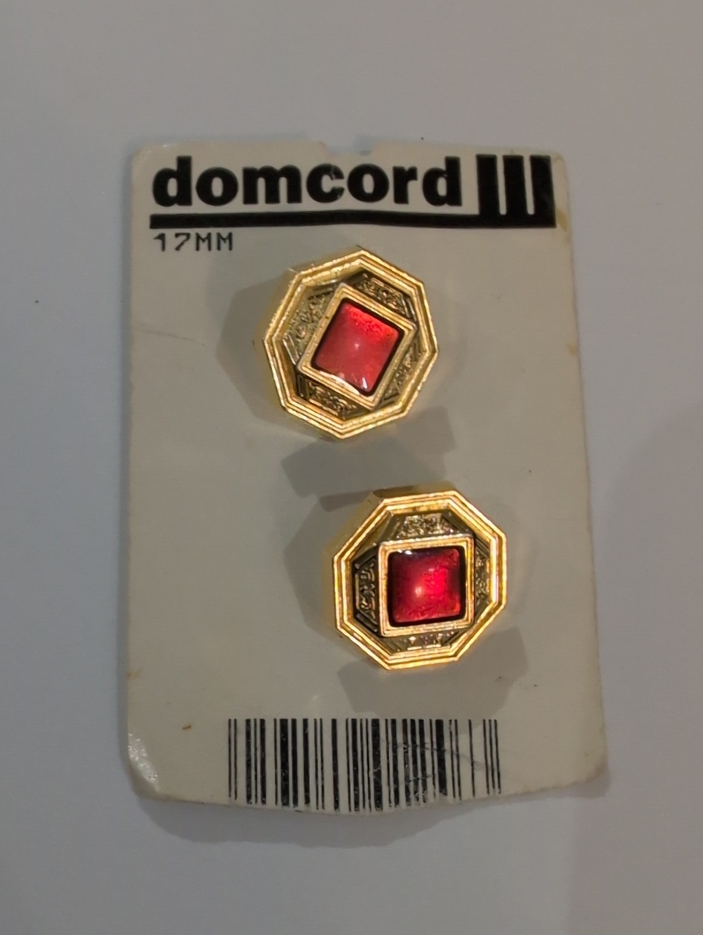 Domcord Vintage 1980s Gold-tone Octagon Buttons with Red Center
